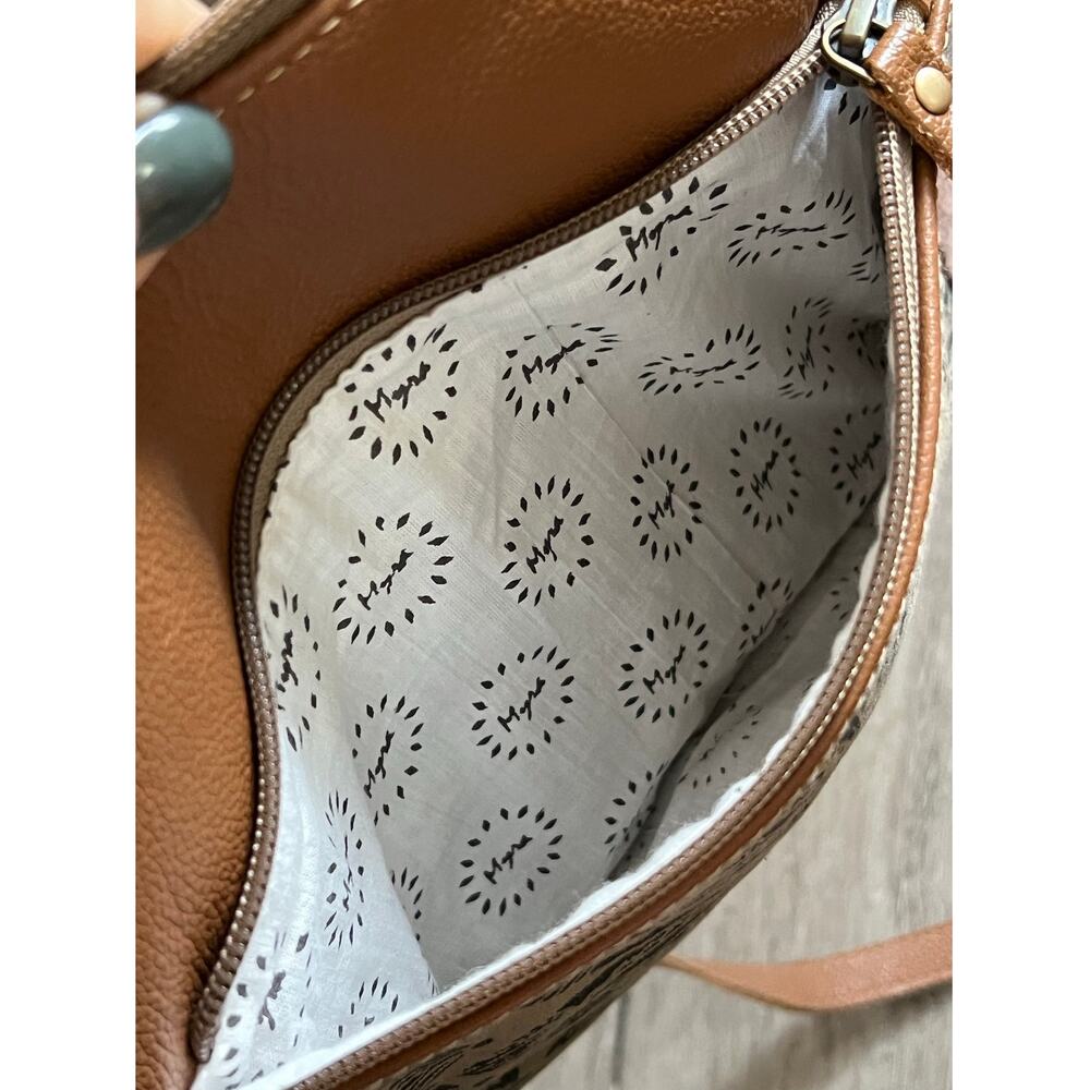 Myra DIZZY CIRCLE Canvas/Leather Crossbody Boho Shoulder Bag - Picture 14 of 14
